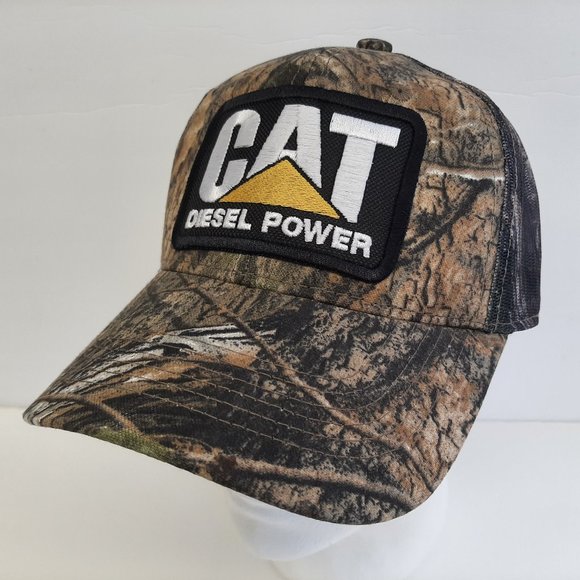 Cat Diesel Power Embroidered Patch Camouflage Mesh Snapback Hat Cap - Picture 1 of 5